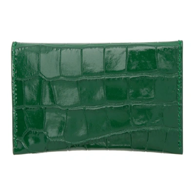 Shop Alexander Mcqueen Green Croc Envelope Card Holder In 3120 Emeral