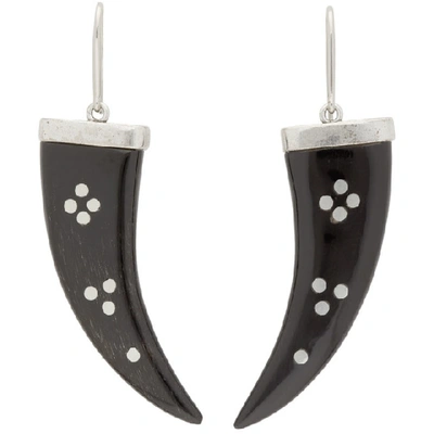 Shop Isabel Marant Black And Silver Horn Earrings In Bksi Black