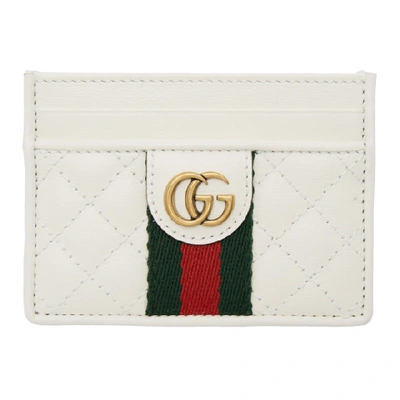 Shop Gucci White Gg Web Card Holder In 9179 White