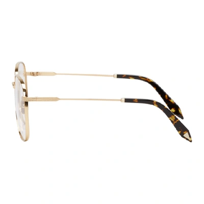 Shop Victoria Beckham Gold Grooved Feminine Glasses