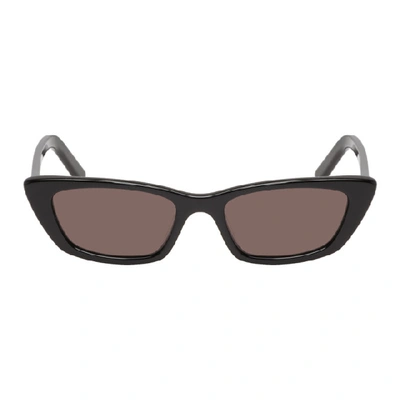 Shop Saint Laurent Black Narrow Cat-eye Sunglasses In 001 Black