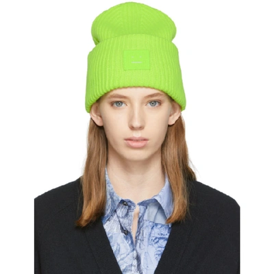 Shop Acne Studios Green Oversized Beanie In Lime Green