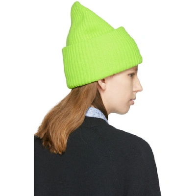Shop Acne Studios Green Oversized Beanie In Lime Green