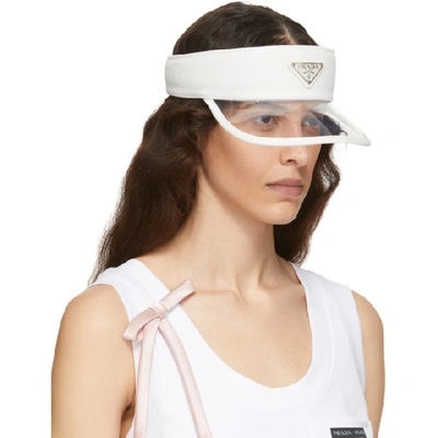 Shop Prada White Pvc Visor