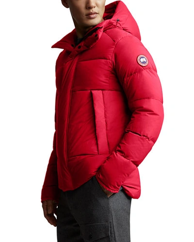 Shop Canada Goose Men's Armstrong Hooded Puffer Jacket In Red