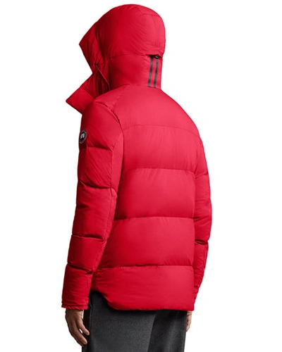 Shop Canada Goose Men's Armstrong Hooded Puffer Jacket In Red