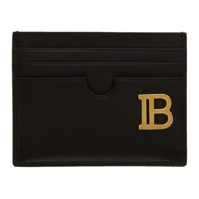 Shop Balmain Black Logo Card Holder In 0pa Black