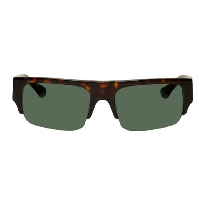 Shop Dries Van Noten Tortoiseshell Linda Farrow Edition Bridge Sunglasses In Tshell/gree