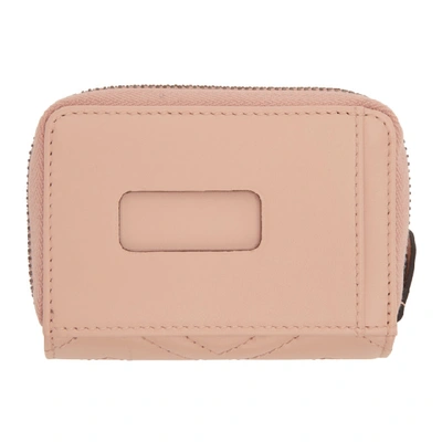 Shop Gucci Pink Gg Marmont Zip Around Wallet In 5909 Pink
