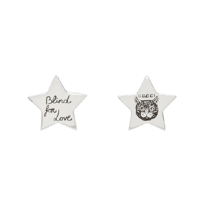 Shop Gucci Silver Star 'blind For Love' Stud Earrings In 0701 Silver