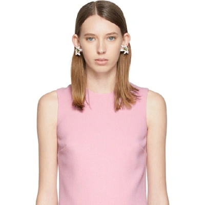 Shop Dolce & Gabbana White Lily Clip Earrings