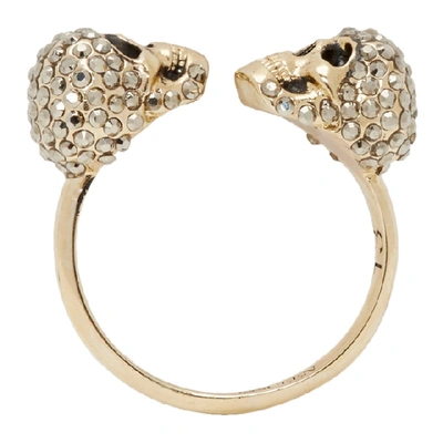 Shop Alexander Mcqueen Gold Twin Skull Ring In 1535 0468