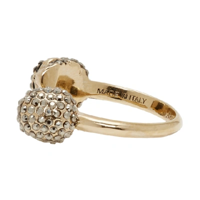 Shop Alexander Mcqueen Gold Twin Skull Ring In 1535 0468