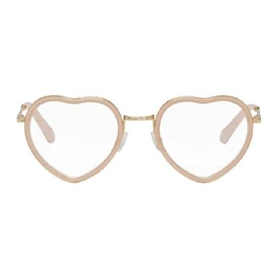 Shop Chloé Pink & Gold Heart Glasses
