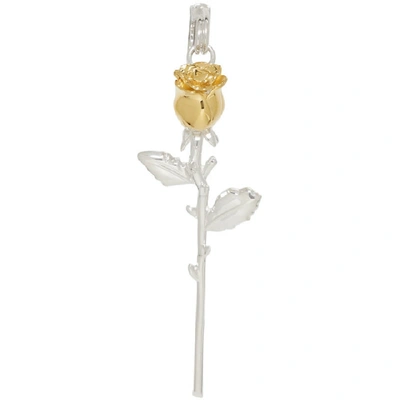 Shop Ambush Silver And Gold Rose Charm Safety Pin Single Earring