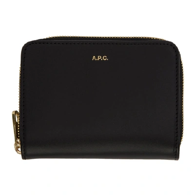 A.p.c. Black Emmanuelle Compact Wallet In Noir | ModeSens