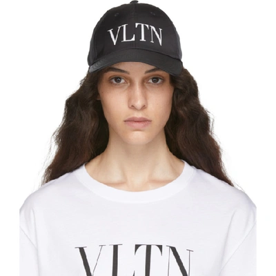 Shop Valentino Black  Garavani Vltn Cap In 0ni Blk Wht