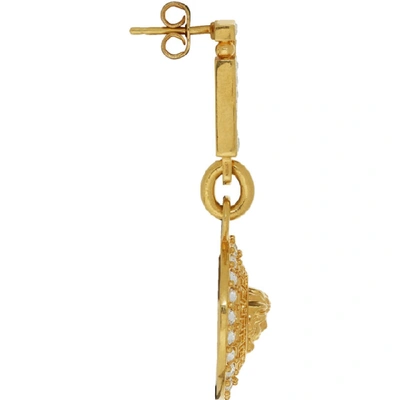 Shop Versace Gold Crystal Medusa Drop Earrings In Kcot Gold