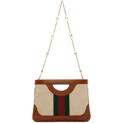 Shop Gucci Brown And Beige Large Vintage Pouch In 9667 Sand