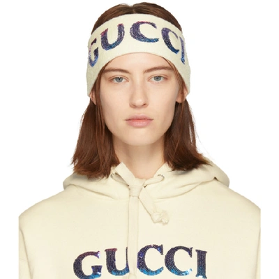 Shop Gucci Multicolor Sequin Headband And Wristband Set In 9288 White