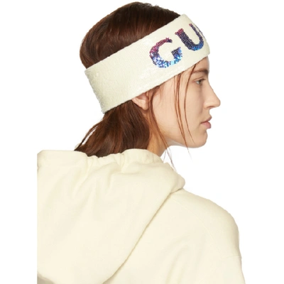 Shop Gucci Multicolor Sequin Headband And Wristband Set In 9288 White
