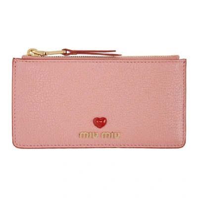 Shop Miu Miu Pink Love Zip Card Holder