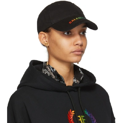 Shop Balenciaga Black Rainbow Logo Cap