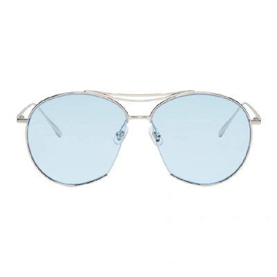 Shop Gentle Monster Silver And Blue Jumping Jack Sunglasses