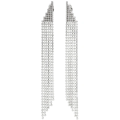 Shop Saint Laurent Silver Crystal Cascade Earrings