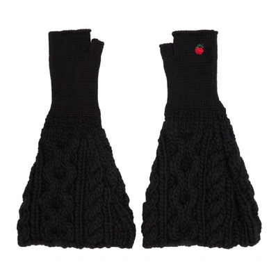 Shop Undercover Black Knit Fingerless Gloves