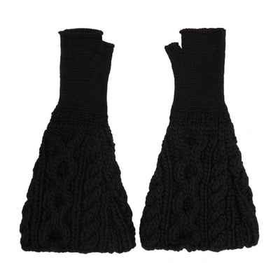 Shop Undercover Black Knit Fingerless Gloves