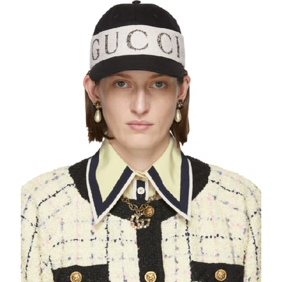 Shop Gucci Black Logo Band Cap In 1077 Black