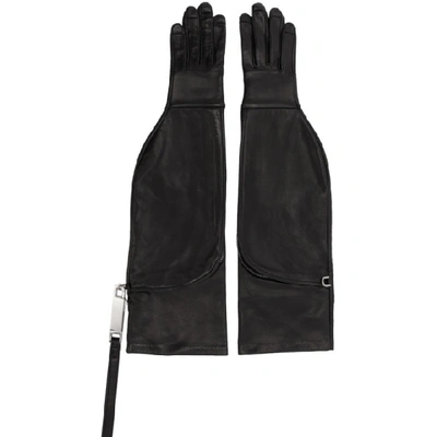 Shop Rick Owens Black Leather Gloves In 09 Black