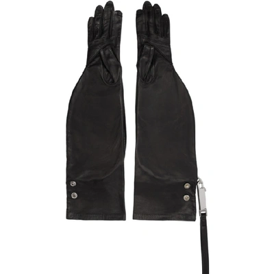 Shop Rick Owens Black Leather Gloves In 09 Black