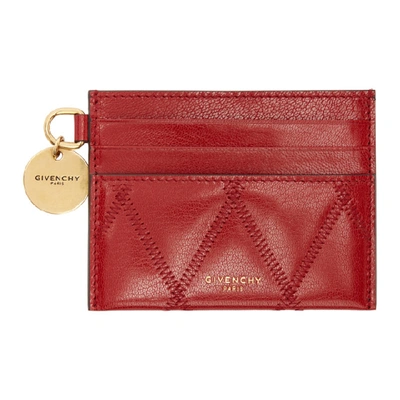 Shop Givenchy Red Quilted Gv3 Card Holder In 640 Vermil