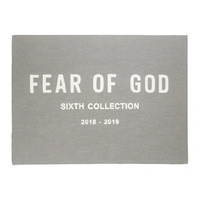 Shop Fear Of God Grey Chenille Embroidered Throw