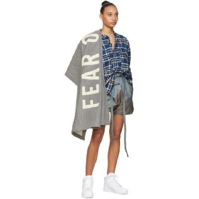 Shop Fear Of God Grey Chenille Embroidered Throw