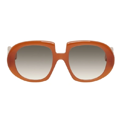 Shop Loewe Orange Oversized Anagram Sunglasses