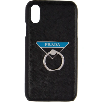 Shop Prada Black Saffiano Ring Iphone Xr Case