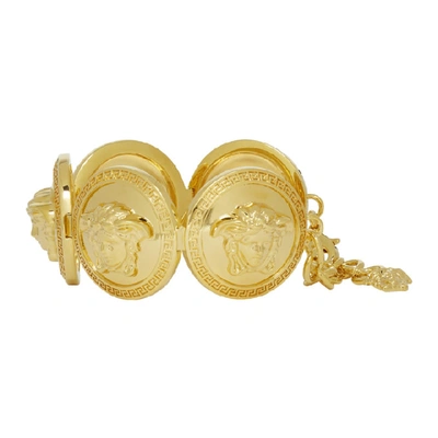 Shop Versace Gold Oversized Coins Bracelet In D00h Gold