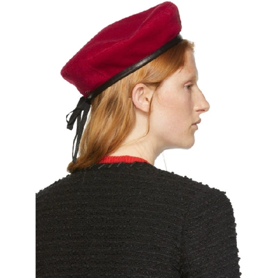Shop Gucci Red Gg Patch Beret