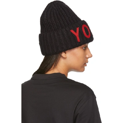 Shop Y-3 Black Yohji Letters Beanie