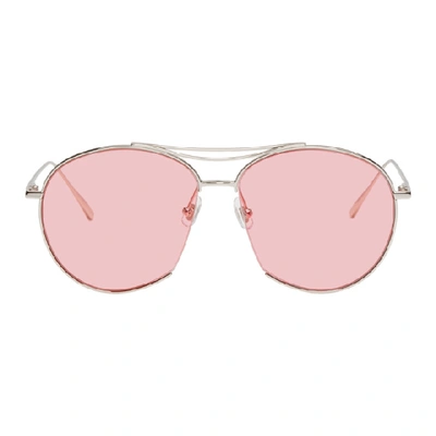 Shop Gentle Monster Silver And Pink Jumping Jack Sunglasses