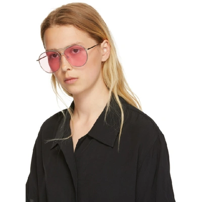 Shop Gentle Monster Silver And Pink Jumping Jack Sunglasses
