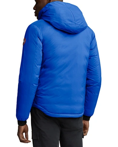 Shop Canada Goose Men's Lodge Pbi Hoody Puffer Jacket In Royal Pbi Blue