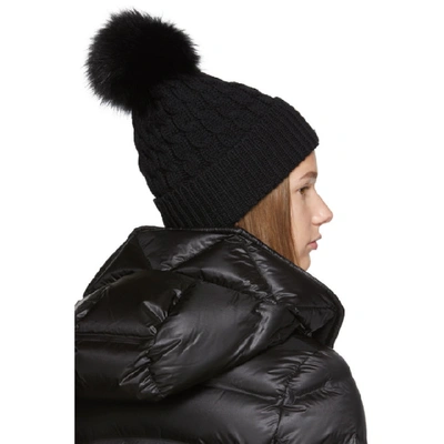 Shop Moncler Grenoble Black Fur Pom Pom Beanie In 999 Black