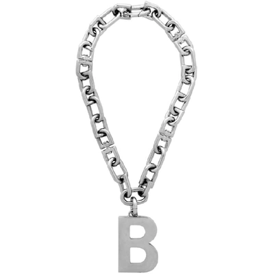 Shop Balenciaga Silver B Necklace In 0668 Silver