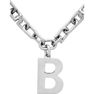 Shop Balenciaga Silver B Necklace In 0668 Silver