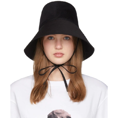 Shop Valentino Black Felt Chin Tie Bucket Hat