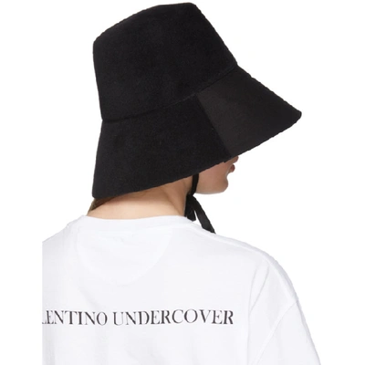 Shop Valentino Black Felt Chin Tie Bucket Hat